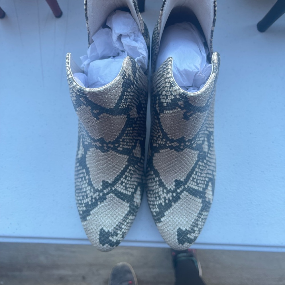 Tan/gray ladies ankle boots